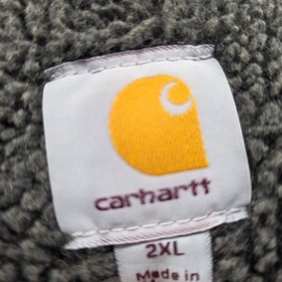 Carhartt Jacket C95 ARG Green Sherpa Lined Coat Duck Canvas Work Chore 2 XL - Picture 8 of 12
